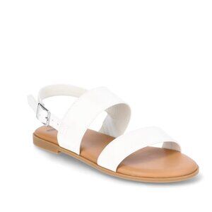 Wonder Nation Girls Sz 13 Band Sandals White Buckle Strap Flat Summer Shoes